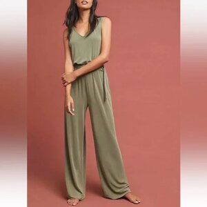 Saturday Sunday by Anthropologie Olive Green Wide Leg Belted Jumpsuit